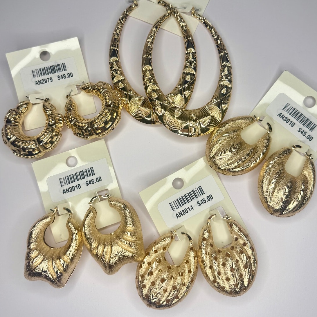 5 Sets Jennifer & Company Gold Hoop Earring Bundle - New